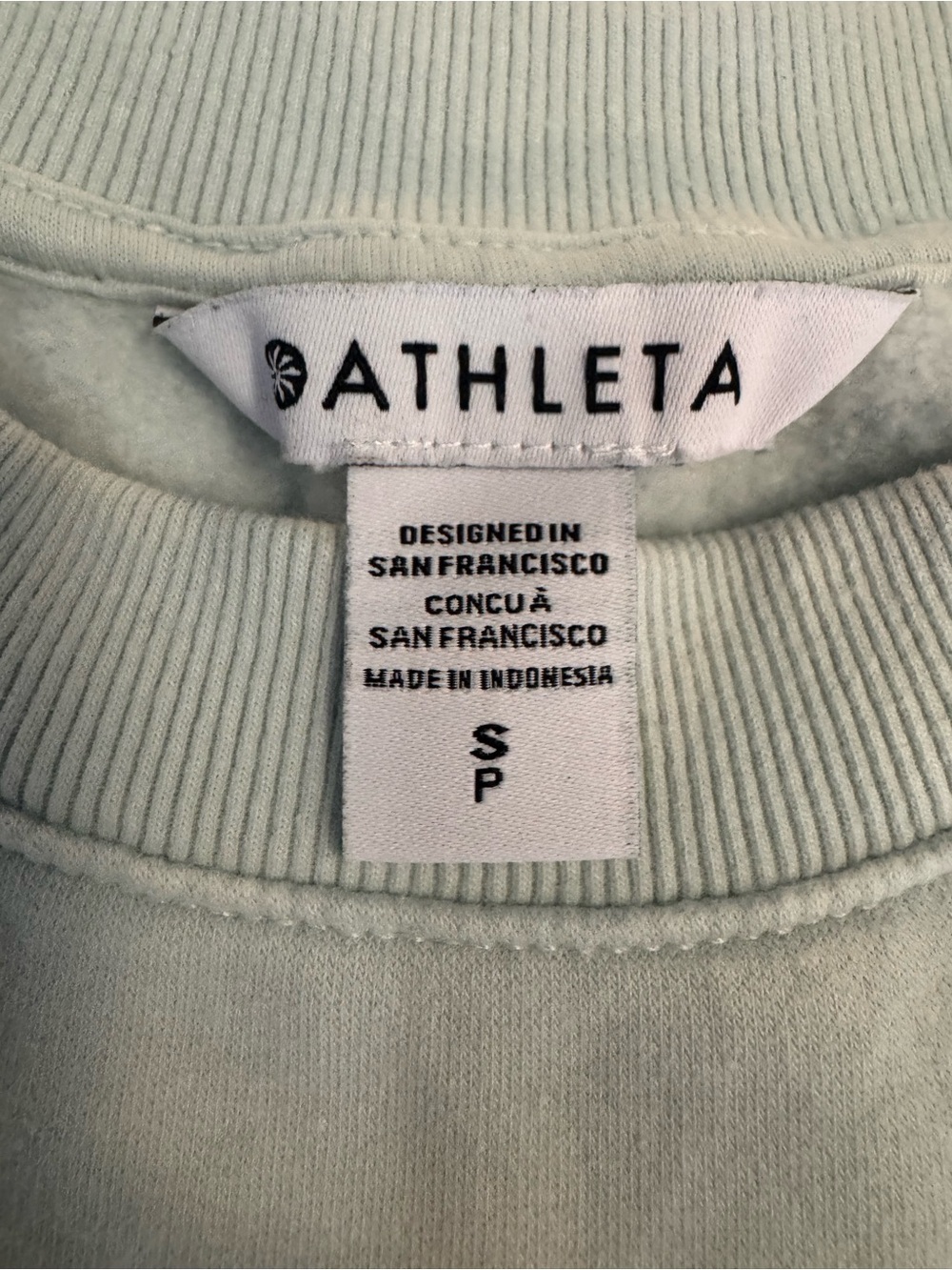 Athleta Women's forever fleece dolman Mint Green Crewneck cropped Sweatshirt - Picture 3 of 7